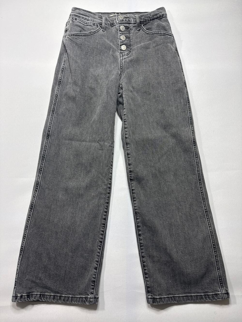 Levi's Women's Mile High Cropped Wide Leg Gray Jeans - Size 25x27 (25x26)